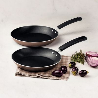 Tramontina Sicilia 2 Pieces Hazelnut Aluminum Frying Pan Set with Interior and Exterior Starflon Excellent PFOA Free Nonstick Coating 24cm + 28cm