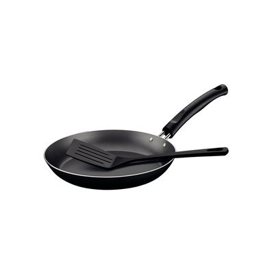 Tramontina Paris 20cm Aluminum Frying Pan with Interior Starflon Max PFOA Free Nonstick Coating and Exterior Black Silicon Coating with Spatula