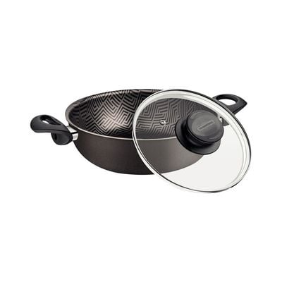 Tramontina Paris Texture 24cm Black Aluminum Skillet with Interior and Exterior Starflon Max PFOA Free Nonstick Coating