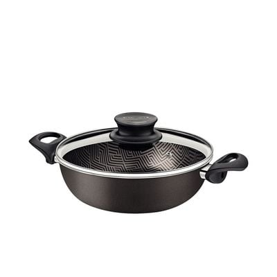 Tramontina Paris Texture 24cm Black Aluminum Skillet with Interior and Exterior Starflon Max PFOA Free Nonstick Coating