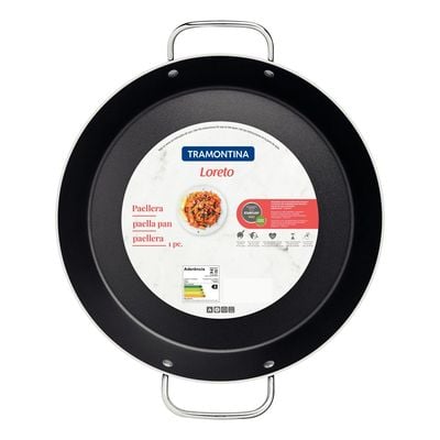 Tramontina Loreto Graphite 38cm 5.4L Aluminum Paella Pan with Interior Starflon Max PFOA Free Nonstick Coating and Metallic Handles