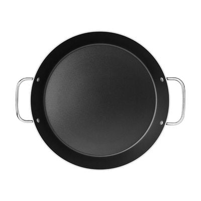 Tramontina Loreto Graphite 38cm 5.4L Aluminum Paella Pan with Interior Starflon Max PFOA Free Nonstick Coating and Metallic Handles