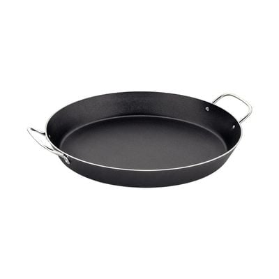 Tramontina Loreto Graphite 38cm 5.4L Aluminum Paella Pan with Interior Starflon Max PFOA Free Nonstick Coating and Metallic Handles