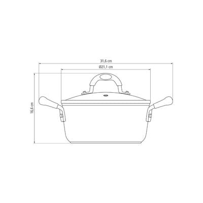 Tramontina Monaco Induction 20cm 2.6L Black Aluminum Casserole with Interior and Exterior Starflon Premium PFOA Free Nonstick Coating