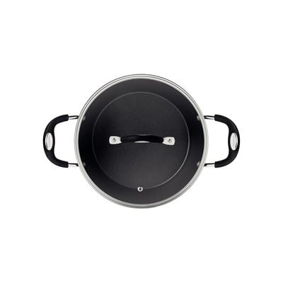 Tramontina Monaco Induction 20cm 2.6L Black Aluminum Casserole with Interior and Exterior Starflon Premium PFOA Free Nonstick Coating