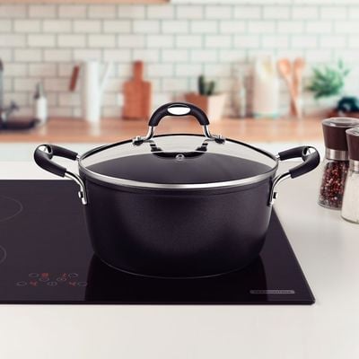 Tramontina Monaco Induction 20cm 2.6L Black Aluminum Casserole with Interior and Exterior Starflon Premium PFOA Free Nonstick Coating