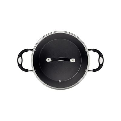 Tramontina Monaco Induction 22cm 3.5l Aluminum Casserole with Interior Starflon Premium PFOA Free Nonstick Coating and Exterior Red Silicon Coating