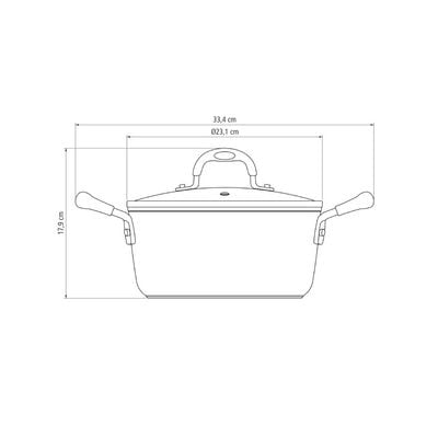 Tramontina Monaco Induction 22cm 3.5l Aluminum Casserole with Interior Starflon Premium PFOA Free Nonstick Coating and Exterior Red Silicon Coating