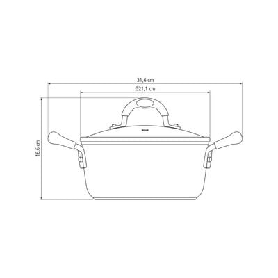 Tramontina Monaco Induction 20cm 2.6L Aluminum Casserole with Interior Starflon Premium PFOA Free Nonstick Coating and Exterior Red Silicon Coating