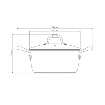 Tramontina Monaco Induction 24cm 4.5L Aluminum Casserole with Interior Starflon Premium PFOA Free Nonstick Coating and Exterior Red Silicon Coating