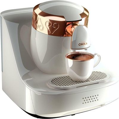 Arzum Okka Automatic Turkish Coffee Machine, White/Copper, OK001W