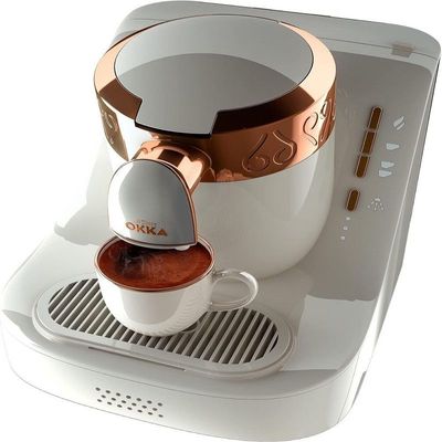 Arzum Okka Automatic Turkish Coffee Machine, White/Copper, OK001W