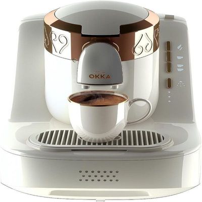 Arzum Okka Automatic Turkish Coffee Machine, White/Copper, OK001W