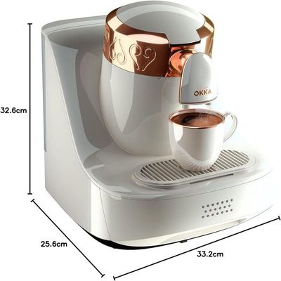 Arzum Okka Automatic Turkish Coffee Machine, White/Copper, OK001W