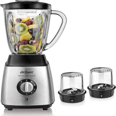 Arzum AR1056 Arzum Maxiblend Glass Jug Blender, 600 W 1600 ml capacity glass jar, 5 stage speed control Pulse function, Stainless steel blades Non-slip Base