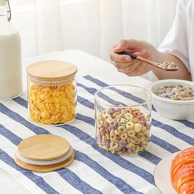  1CHASE® Glass Food Storage Jars 600 ML (Set of 6) Round