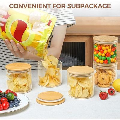  1CHASE® Glass Food Storage Jars 600 ML (Set of 6) Round