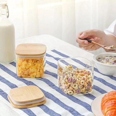  1CHASE® Glass Food Storage Jars 900 ML (Set of 6) Square