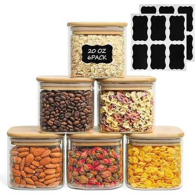  1CHASE® Glass Food Storage Jars 900 ML (Set of 6) Square