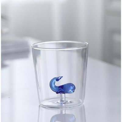  1CHASE® Borosilicate Three Dimentional Animal Design Glass Cups 300 ML (Blue Whale)