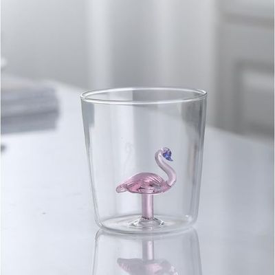  1CHASE® Borosilicate Three Dimentional Animal Design Glass Cups 300 ML (Animal Deco)