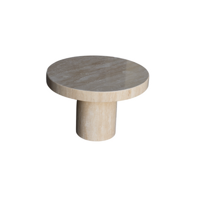 Round Beige Travertine End/Side Table 60Cm Dia