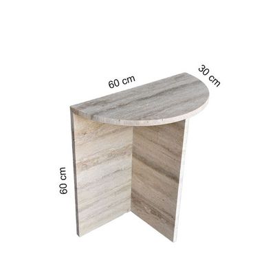 Silver Travertine Side Table 60Cm Dia