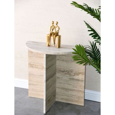 Silver Travertine Side Table 60Cm Dia