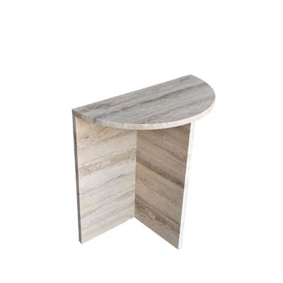 Silver Travertine Side Table 60Cm Dia