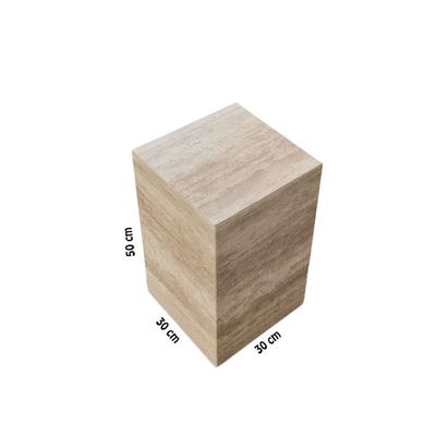 Travertine Plinth Side Table 50X30X30Cm