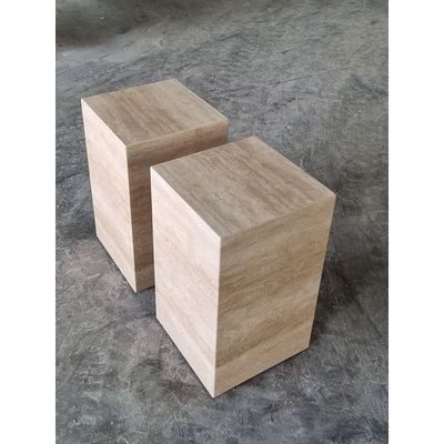 Travertine Plinth Side Table 50X30X30Cm