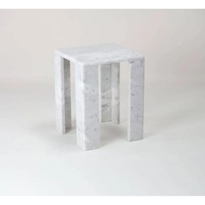 Carrara Marble Side Table Size 36X36X56 cm