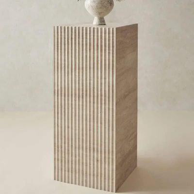 Beige Travertine Plinth Table Stand 33X33Cm 65Cm