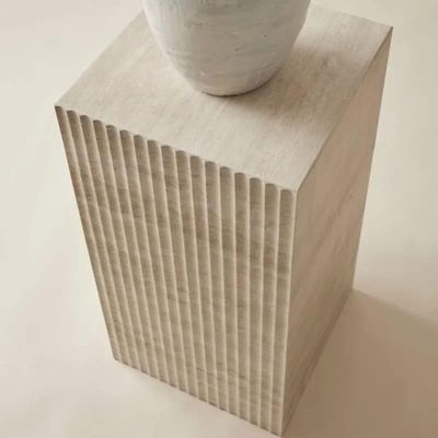 Beige Travertine Plinth Table Stand 33X33Cm 65Cm