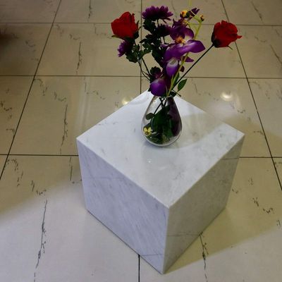 White Carrara Side Table Cube Size 40X40X40Cm