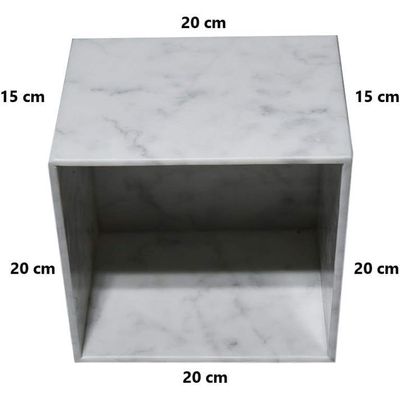 White Carrara Vase Box For Flowers Or Any Organizer 20X20X15Cm 