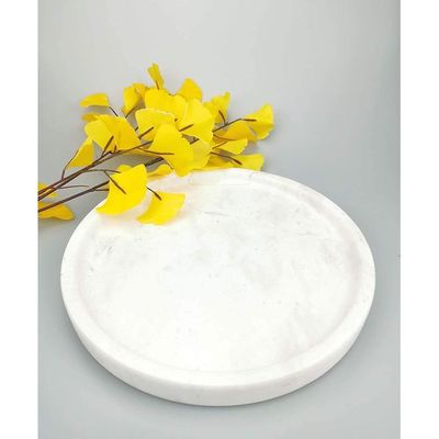 Round  White marble Organizer Tray 25Cm Dia