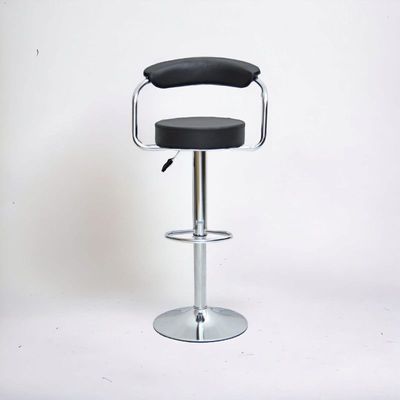 Premium Black Pu Leather Bar Stools, Adjustable Counter Height Swivel Barstools with Low Back with footrest, and Swivel 360 with Premium Silver Base for Kitchen, Island, Pub, Dining Room, Bar, Cafe, One piece