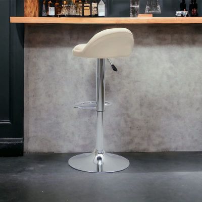 Premium White Pu Leather Bar Stools, Adjustable Counter Height Swivel Barstools with Low Back with footrest, and Swivel 360 with Premium  Base for Kitchen, Island, Pub, Dining Room, Bar, Cafe, One piece