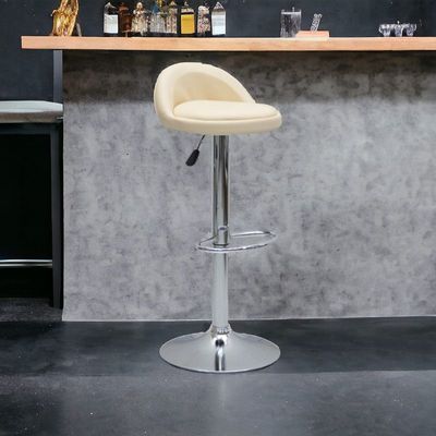 Premium White Pu Leather Bar Stools, Adjustable Counter Height Swivel Barstools with Low Back with footrest, and Swivel 360 with Premium  Base for Kitchen, Island, Pub, Dining Room, Bar, Cafe, One piece