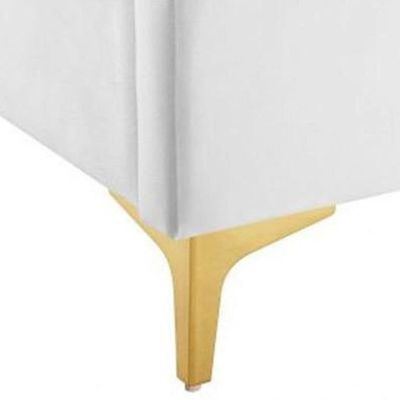 Olivia Velvet Upholstery Rectangular Bed Modern Luxury Bed Frame with Stylish Design (Queen, White)