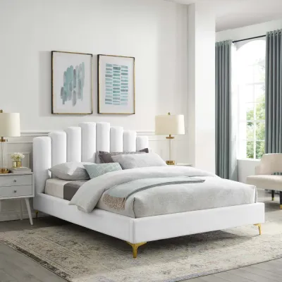 Olivia Velvet Upholstery Rectangular Bed Modern Luxury Bed Frame with Stylish Design 