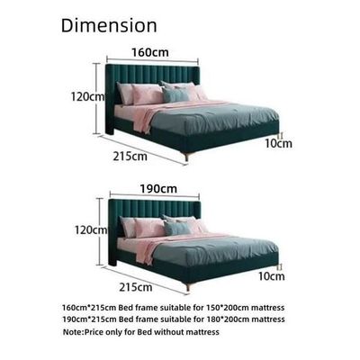 Greenish Modernize Velvet Upholstery Bed for Luxury Bedroom