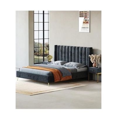 Wooden Twist Idyllic Modernize Velvet Upholstery Bed for Luxury Bedroom