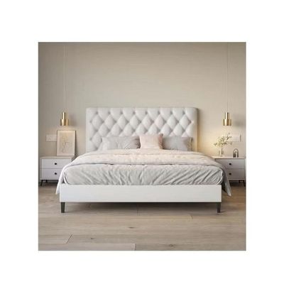 Wooden Twist Obvious Button Tufted Modernize Velvet Upholstery Bed for Luxury Bedroom