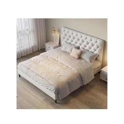 Wooden Twist Obvious Button Tufted Modernize Velvet Upholstery Bed for Luxury Bedroom