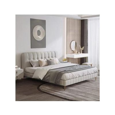 Wooden Twist Button Tufted Modernize Suede Upholstery Bed for Luxury Bedroom