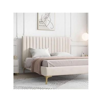 Wooden Twist Concoct Modernize Velvet Upholstery Bed for Luxury Bedroom Contemporary, Stylish, and Elegant