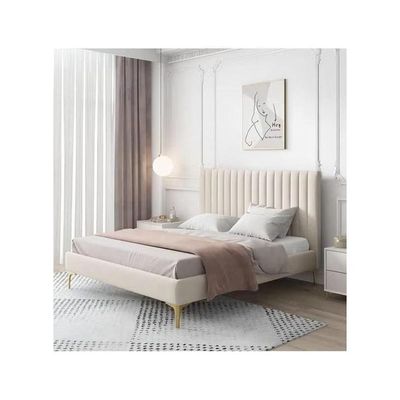Wooden Twist Concoct Modernize Velvet Upholstery Bed for Luxury Bedroom Contemporary, Stylish, and Elegant