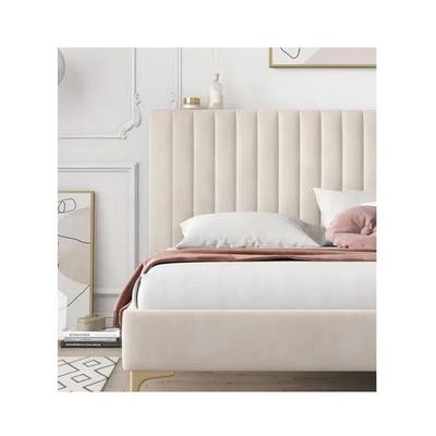 Wooden Twist Concoct Modernize Velvet Upholstery Bed for Luxury Bedroom Contemporary, Stylish, and Elegant